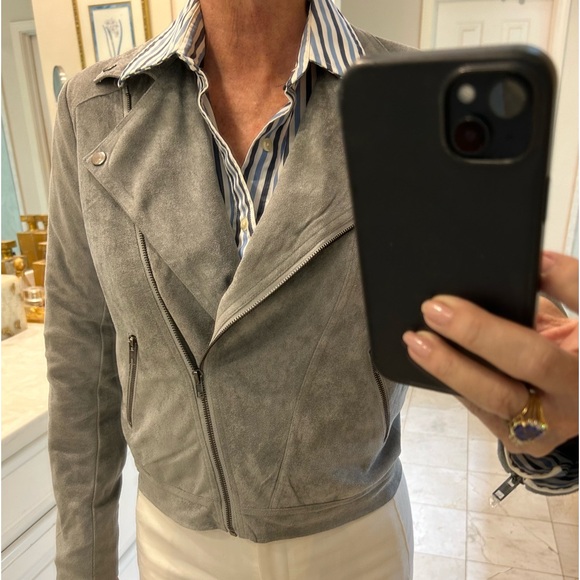 Ark NC Ultra Swede Jacket, NWOT, Grey, Motorcycle Style Zip Front & Sleeve, Sz S - Picture 3 of 16